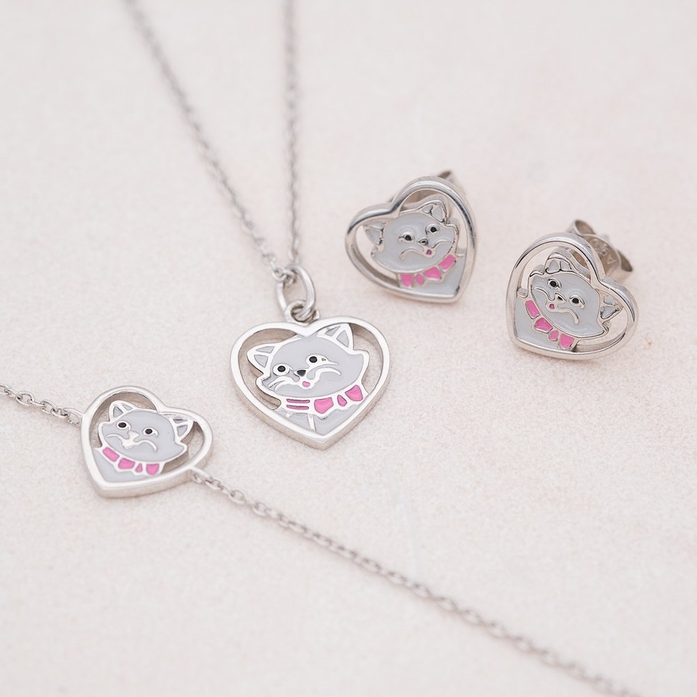 Herzengel Schulstart-Set: Armband, Kette & Ohrstecker Katze