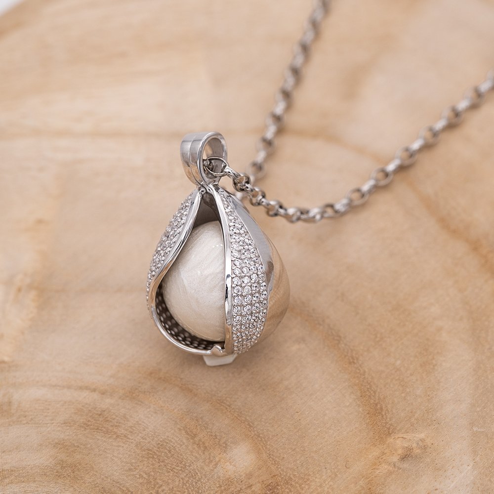 Himmelsträne Set: Ankerkette & Anhänger mit Zirkoniasteinen