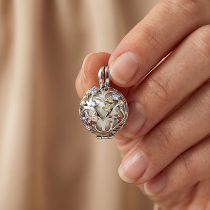 Anhänger 925er Silber Bloom Klangkugel Weiß mit Zirkonia Multicolor