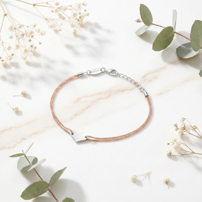 Armband Nylon und 925er Silber mit Herz