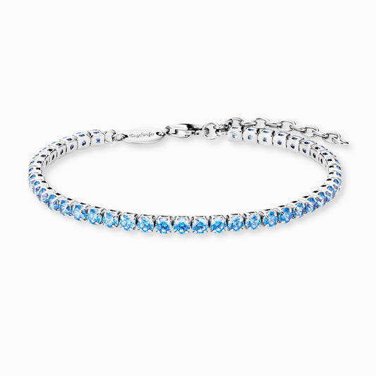Armband 925er Silber Shiny Tennis mit Zirkonia blau