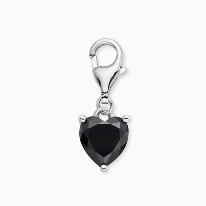 Charm 925er Silber Herz Shiny mit Zirkonia schwarz
