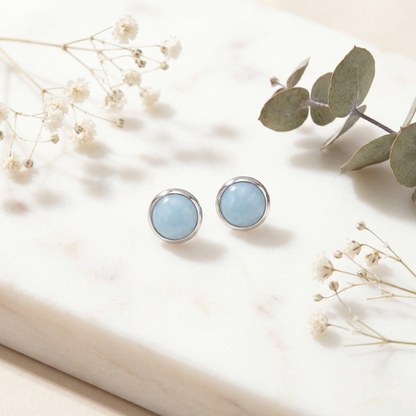 Ohrstecker 925er Silber mit Kraftstein Blauer Achat