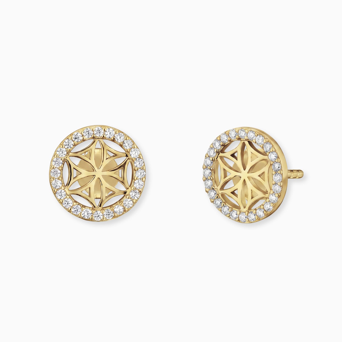 Ohrstecker 925er Silber Lebensblume Gold mit Zirkonia