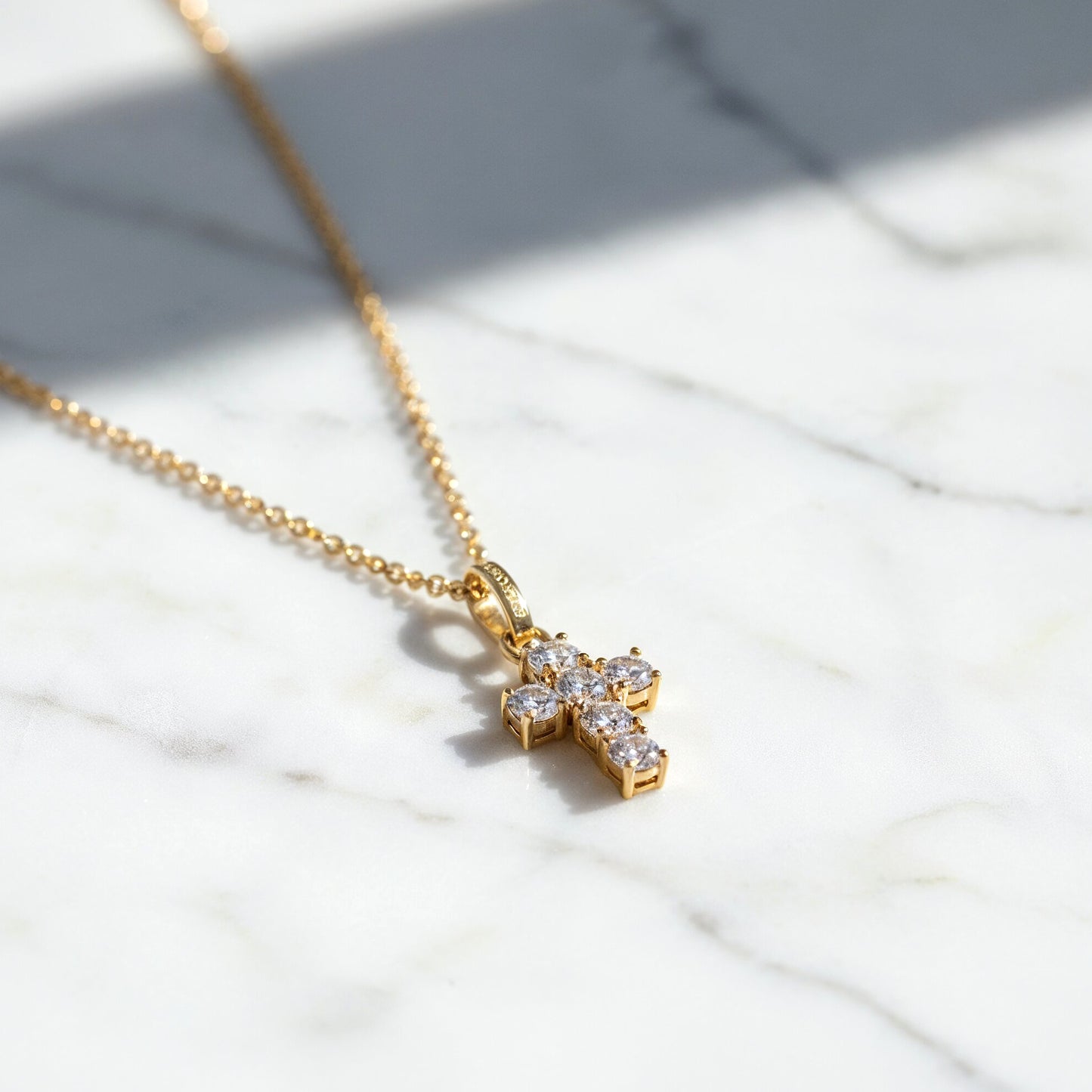 Halskette 925er Silber Kreuz Gold mit Zirkonia