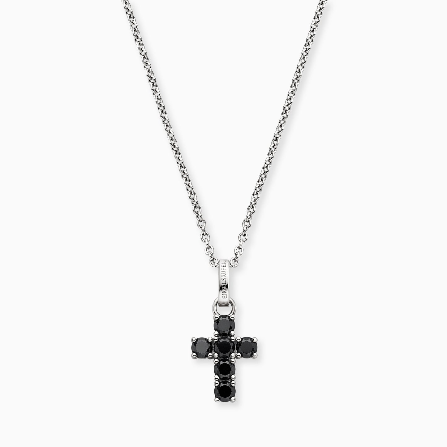 Halskette 925er Silber Kreuz mit Zirkonia schwarz
