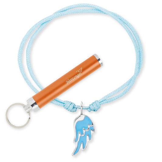 Engelsrufer Mädchen Kinderarmband hellblau Nylon mit blauem Flügel Anhänger