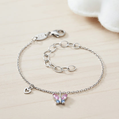 Kinder Armband Edelstahl Schmetterling mit Zirkonia