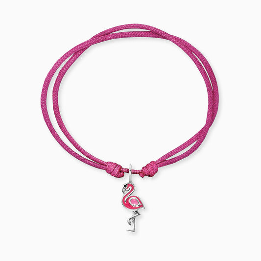 Kinder Armband Edelstahl Flamingo mit Emaille und Nylon