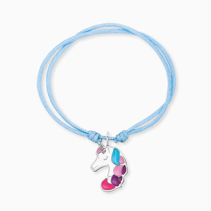 Kinder Armband Edelstahl Einhorn mit Emaille und Nylon