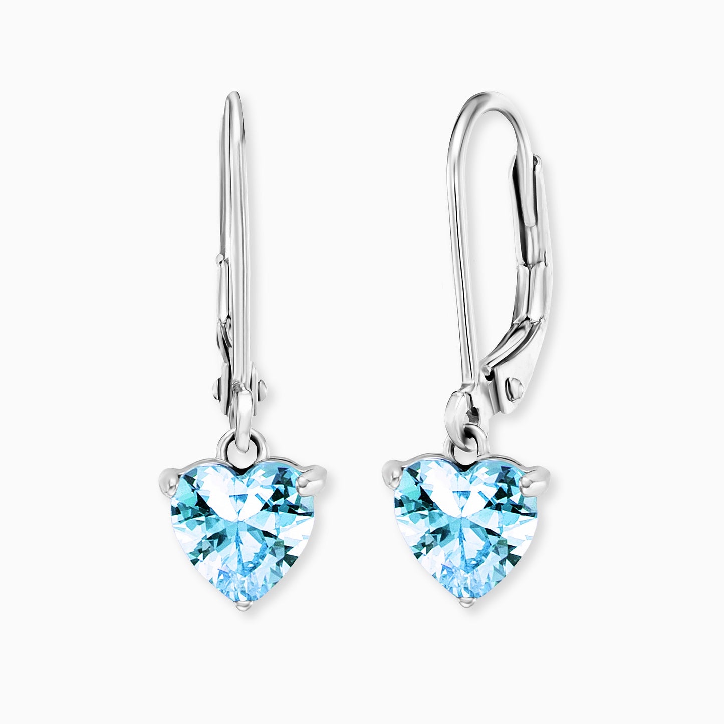 Kinder Ohrhänger Edelstahl Herz mit Zirkonia blau