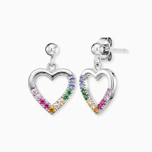 Kinder Ohrstecker Edelstahl Herz mit Zirkonia multicolor