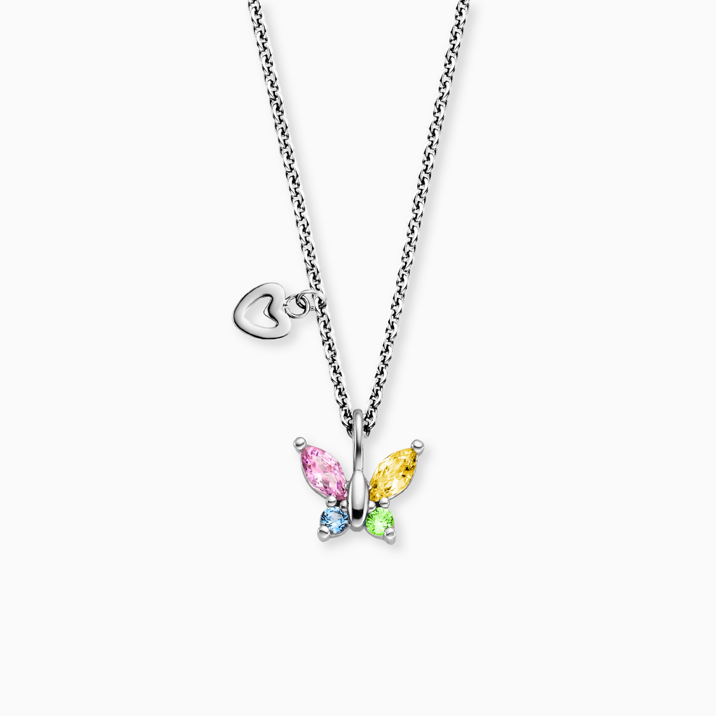 Kinder Halskette Edelstahl Schmetterling mit Zirkonia multicolor