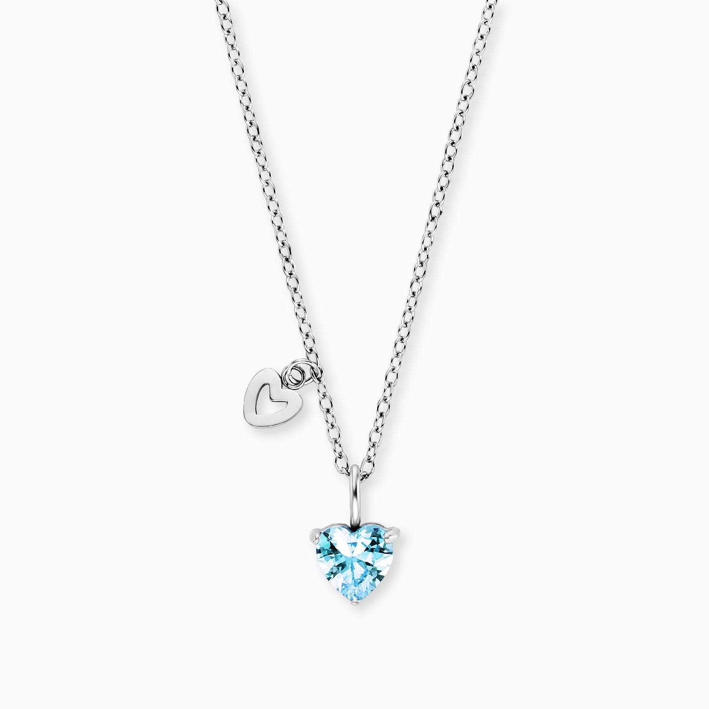 Kinder Halskette Edelstahl Herz mit Zirkonia blau
