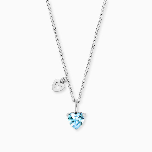 Kinder Halskette Edelstahl Herz mit Zirkonia blau