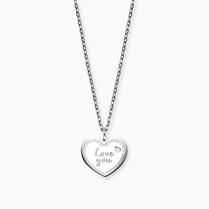 Grußkarte Love You mit Halskette Edelstahl Silber