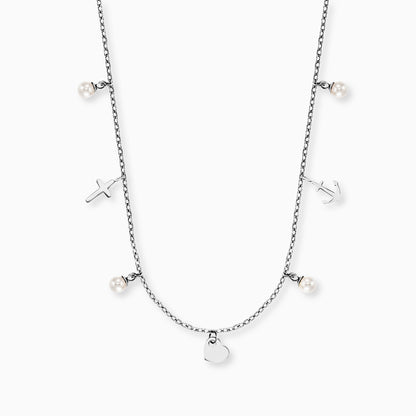 Grußkarte Faith Love Hope mit Halskette Edelstahl Silber