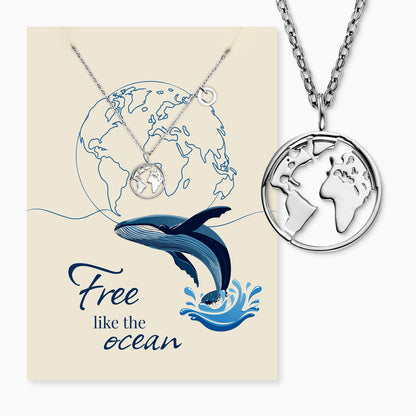 Grußkarte Ocean mit Halskette Edelstahl Silber