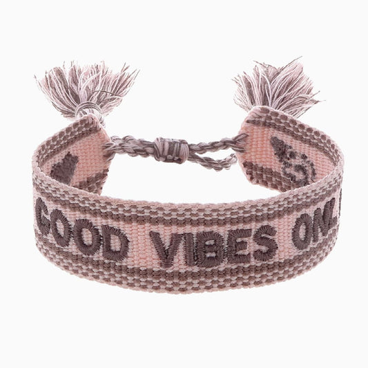 Engelsrufer Damen Stoffarmband mit Stickerei GOOD VIBES ONLY