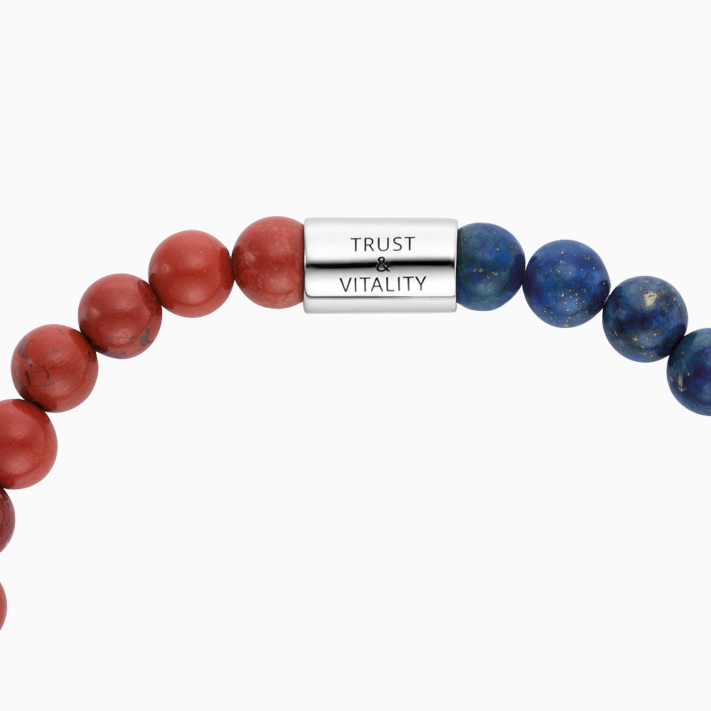 Engelsrufer women's stretch bracelet with jewelry engraving silver red jasper and lapis lazuli stone M