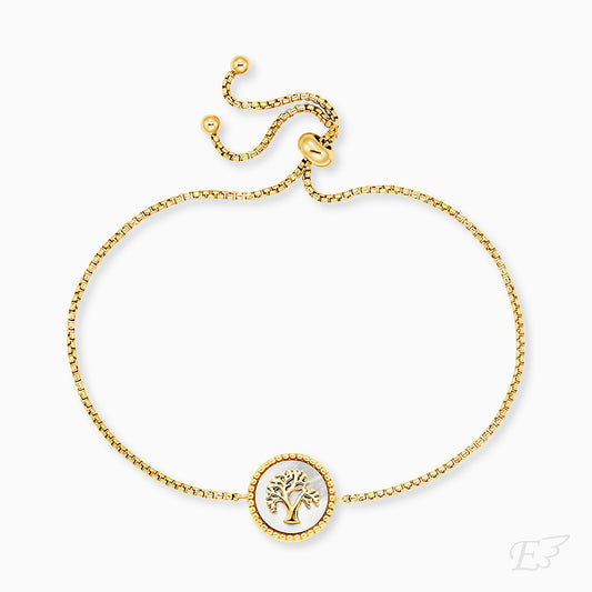 Engelsrufer bracelet in gold with tree of life on white mother-of-pearl