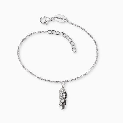 Engelsrufer Damen Armband mit Anhänger Flügel Duo mit Zirkonia silber und schwarz