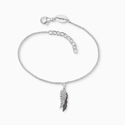 Engelsrufer women's bracelet with pendant wing duo with zirconia silver and black