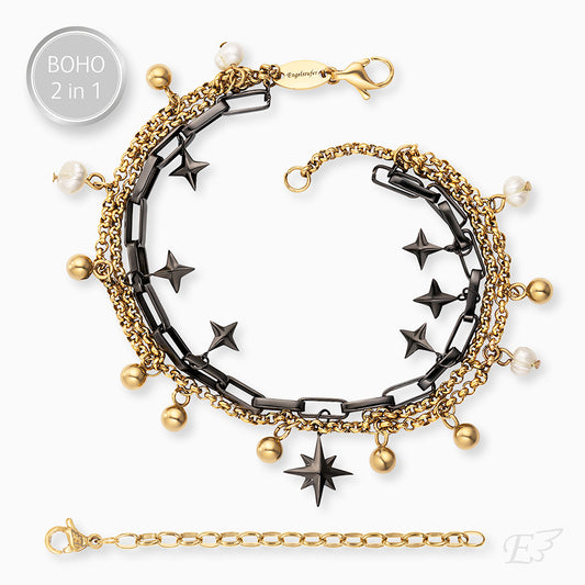 Engelsrufer Duo 2 in 1: Bracelet anklet BOHO wind rose bicolor