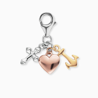 Engelsrufer Charm Faith, Love & Hope tricolor silver, rose & gold