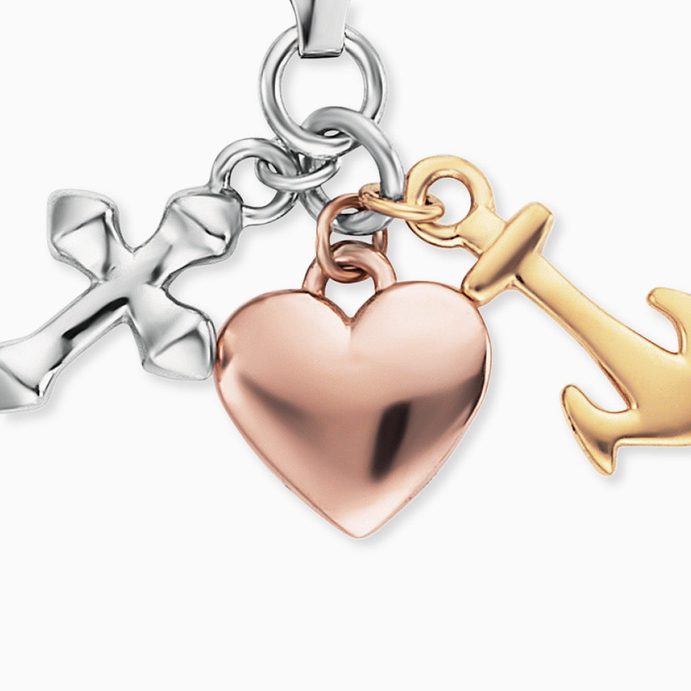 Engelsrufer Charm Faith, Love & Hope tricolor silver, rose & gold