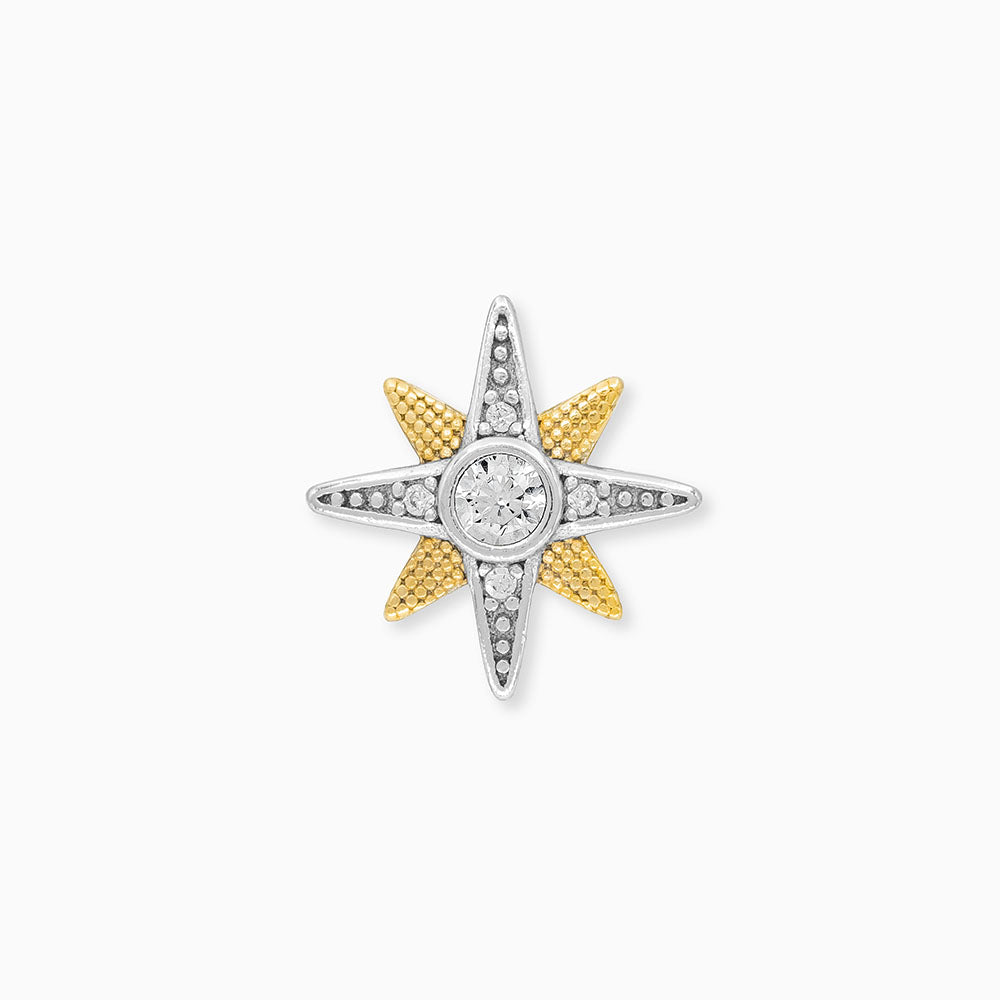Engelsrufer silver women's stud earrings with bicolor star symbol and zirconia stones