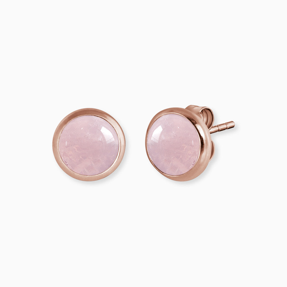 Engelsrufer earrings stud rose gold with rose quartz