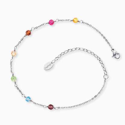 Engelsrufer women's anklet stainless steel wings with multicolored glass beads