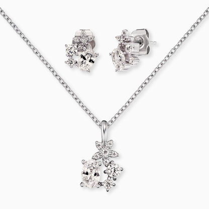 Set 1 flower silver with zirconia