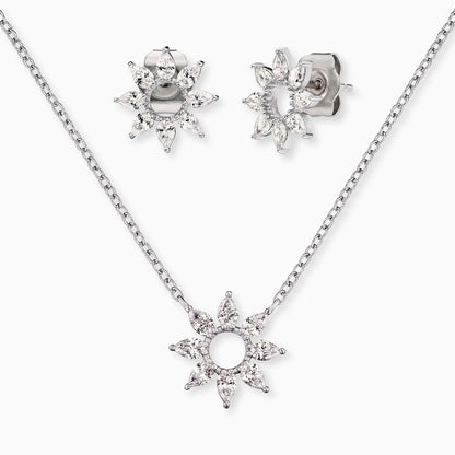 Set 2 Blume Silber mit Zirkonia