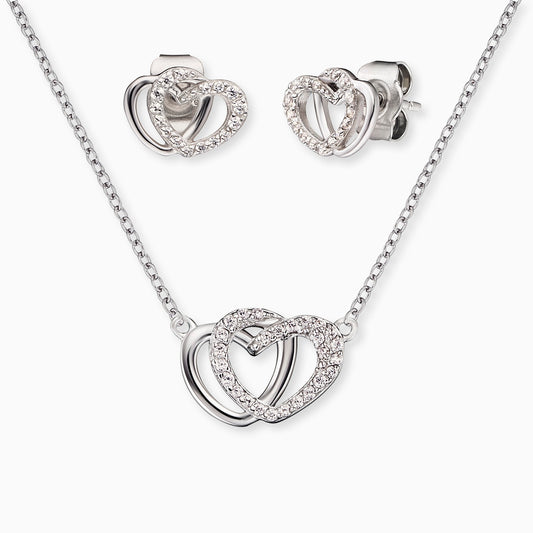 Set 2 heart silver with zirconia