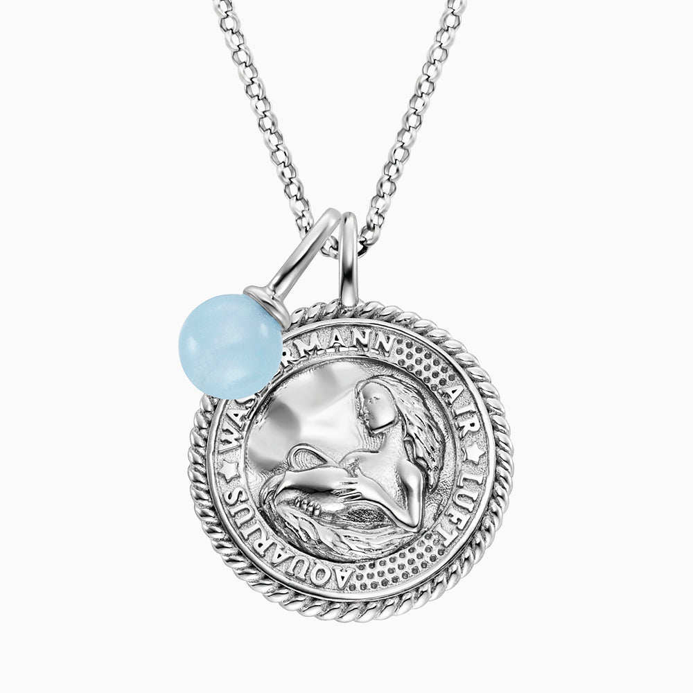 Engelsrufer women's necklace silver with zirconia and blue agate stone for the zodiac sign Aquarius