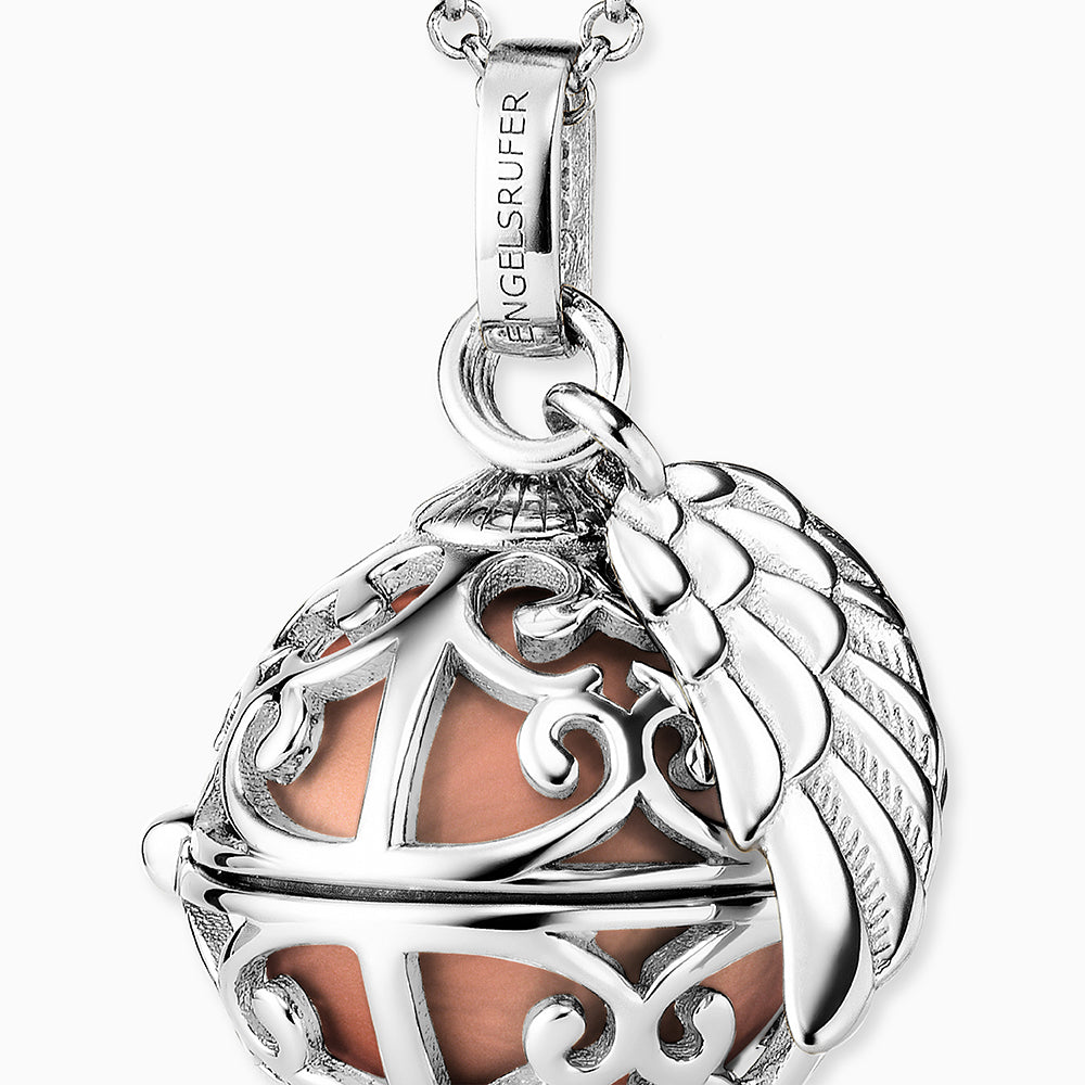 Engelsrufer women's necklace silver with wing pendant and Chime rosé in 45 + 5 cm