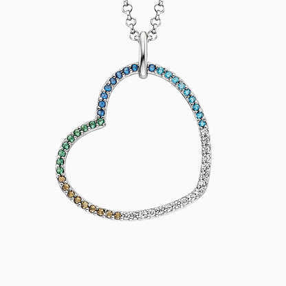 Engelsrufer women's necklace with rainbow heart pendant silver and multicolored zirconia