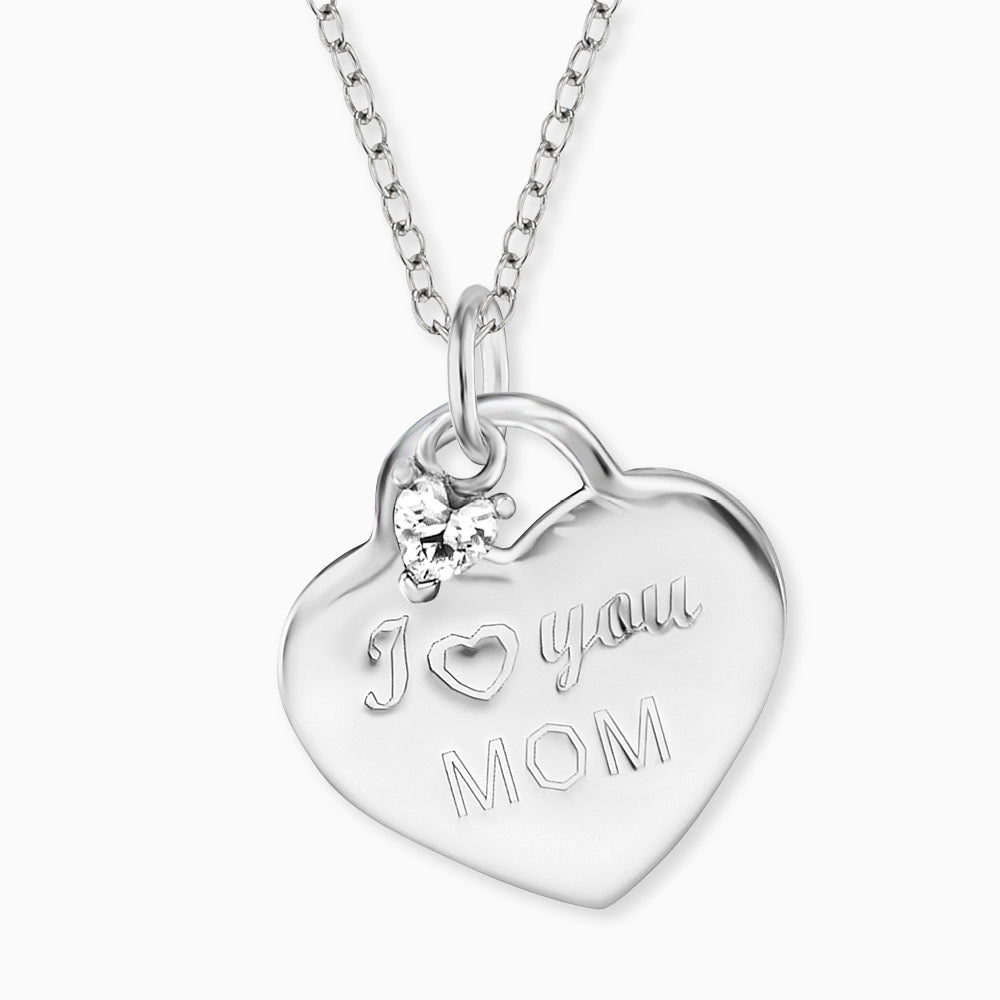 Engelsrufer Damen Herz Kette Silber "I love you Mom" mit Zirkonia für alle Mütter