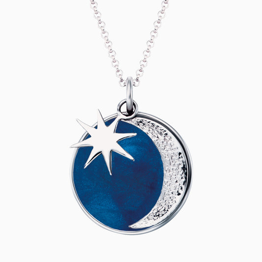 Halsette 925er Silber Sonne, Mond & Stern mit Emaille