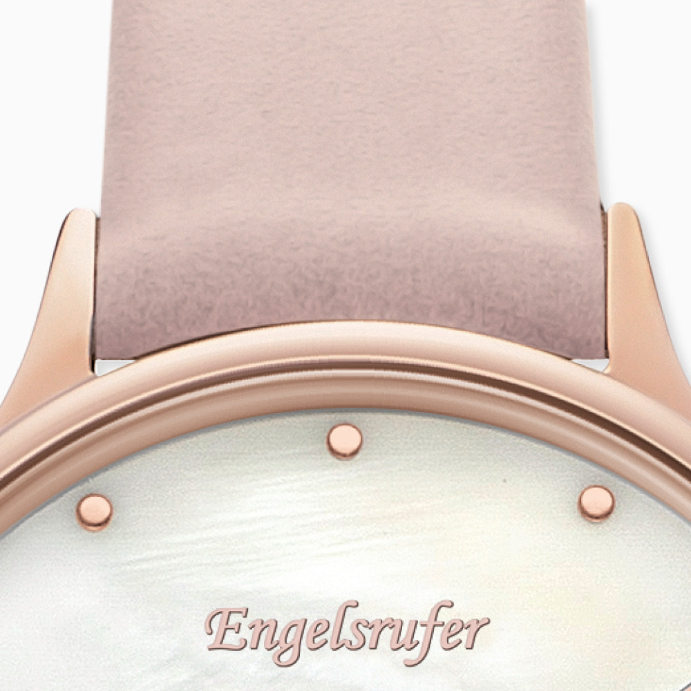 Engelsrufer Uhr Herz rose mit Nubuk Leder rosa Happy Hearts Motiv