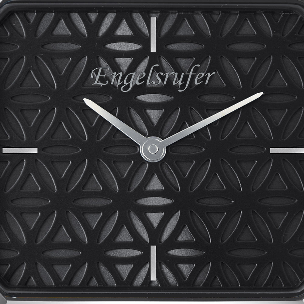 Engelsrufer Blume des Lebens schwarz Uhr mit Armband Edelstahl silber