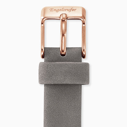 Engelsrufer women's watch strap leather gray 12 mm clasp rose gold