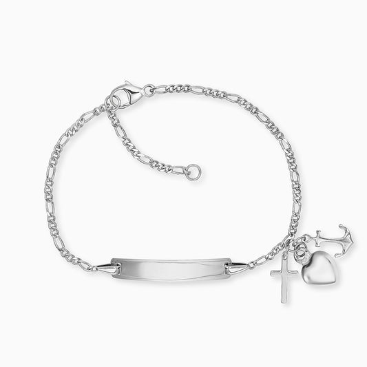 Engelsrufer Mädchen Kinderarmband Silber mit Kreuz, Herz und Anker Anhängern