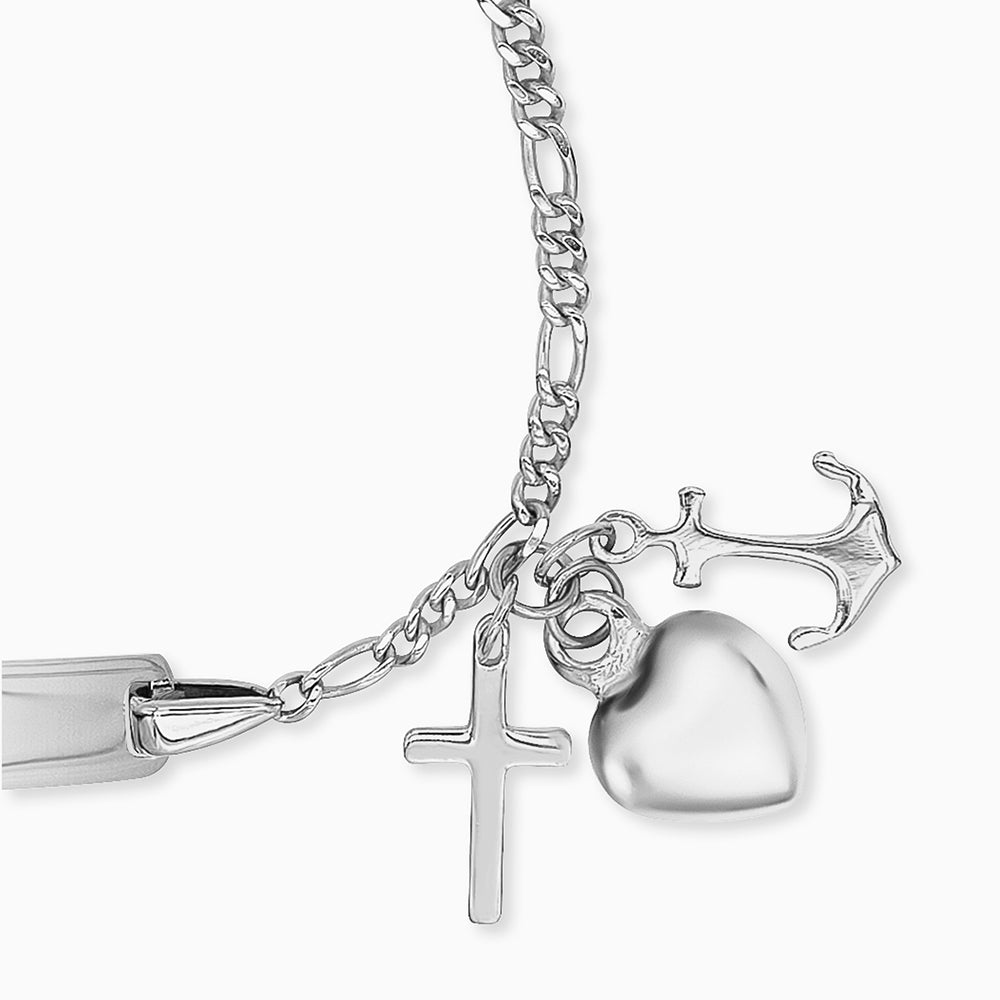 Engelsrufer Mädchen Kinderarmband Silber mit Kreuz, Herz und Anker Anhängern