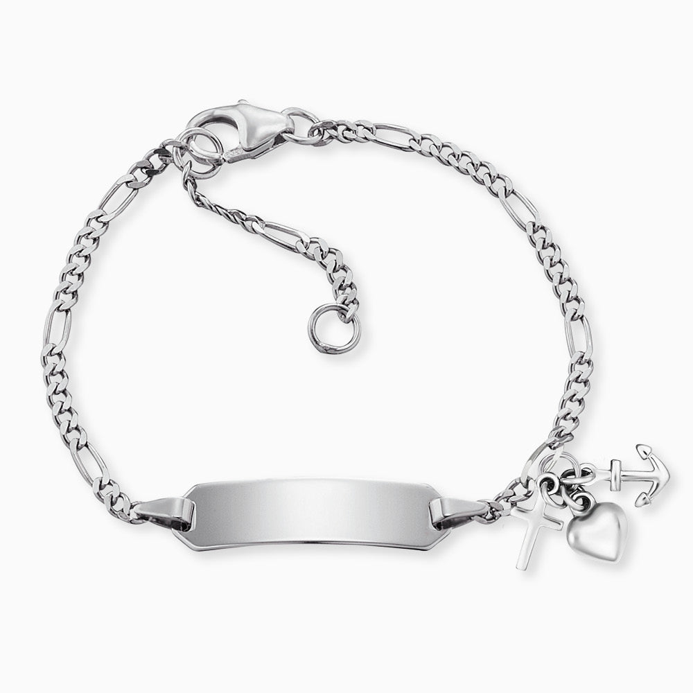 Engelsrufer Mädchen Kinderarmband Silber mit Kreuz, Herz und Anker Anhängern