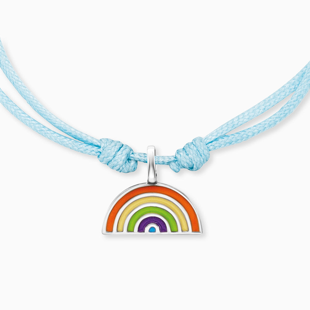 Engelsrufer girls children's bracelet light blue nylon with rainbow pendant