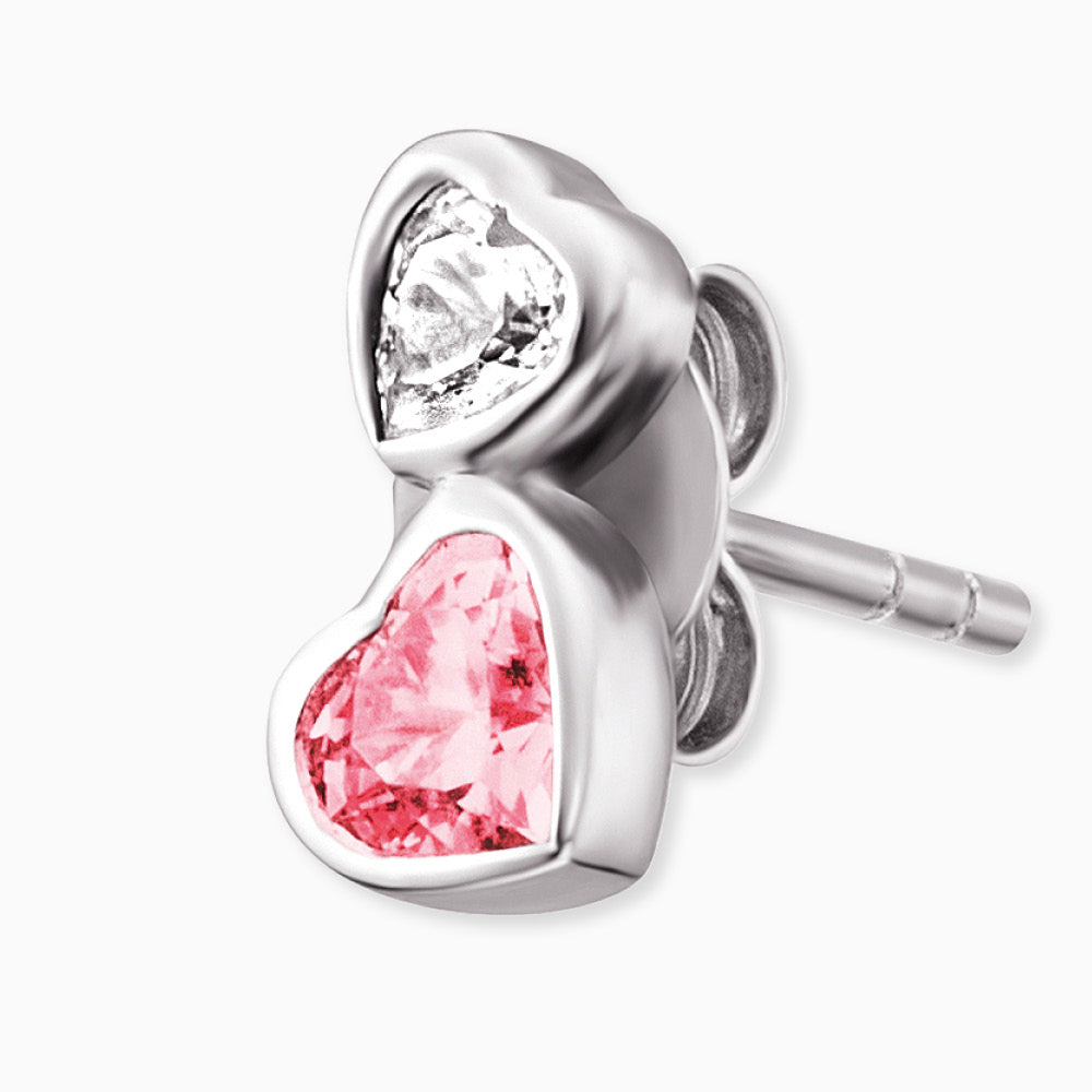 Engelsrufer girls stud earrings silver heart motif with zirconia stones white & pink