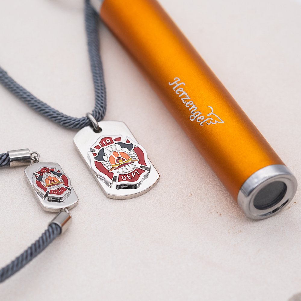 Herzengel Schulstart-Set: Armband & Kette Feuerwehr + Taschenlampe